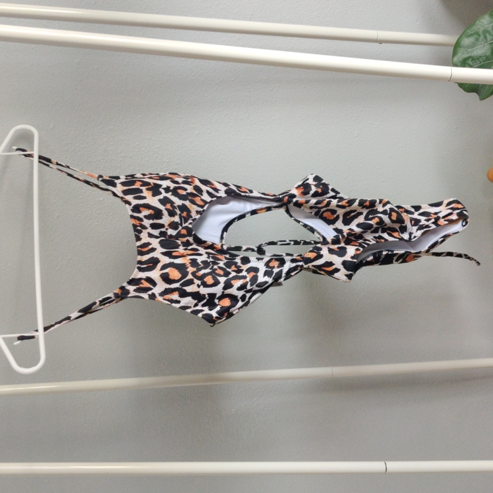 Animal Print one piece swimsuit with cutouts in back and front